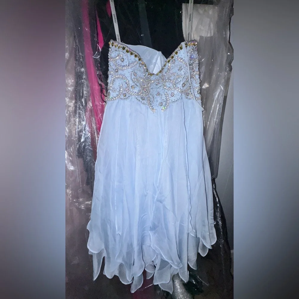 Tony Bowls Light Blue Satin Dress - Picture 6 of 6